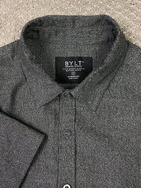 BYLT Premium Basics Vista Short Sleeve Button Down Shirt Mens Medium Gray